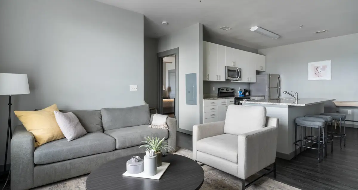 modern student living room at The Nine at Memphis, Memphis student housing