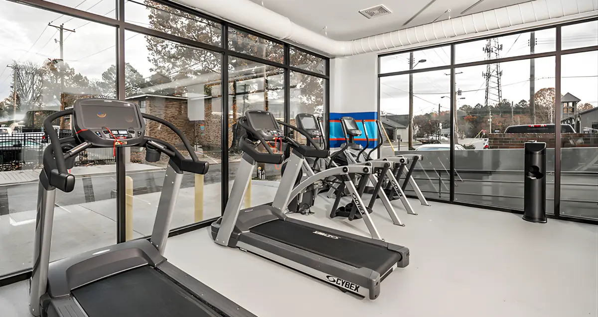 modern gym equipment at The Nine at Memphis, student apartments Memphis, TN