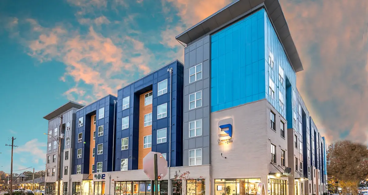 student housing exterior at The Nine at Memphis, University of Memphis apartments